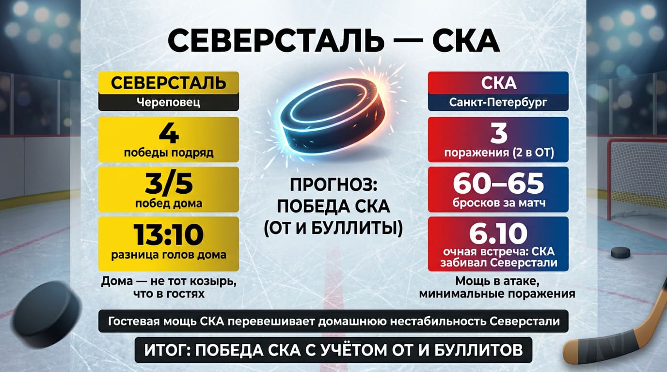 Северсталь — СКА: серия хозяев против гостевого разгона