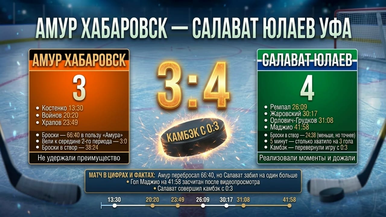 Салават Юлаев вырвал победу у Амура в Хабаровске