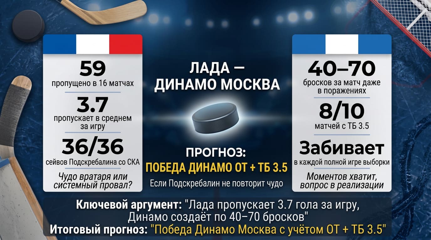 Лада — Динамо Москва: оборона, которая держится на вратаре, против атаки, которая не может остановиться